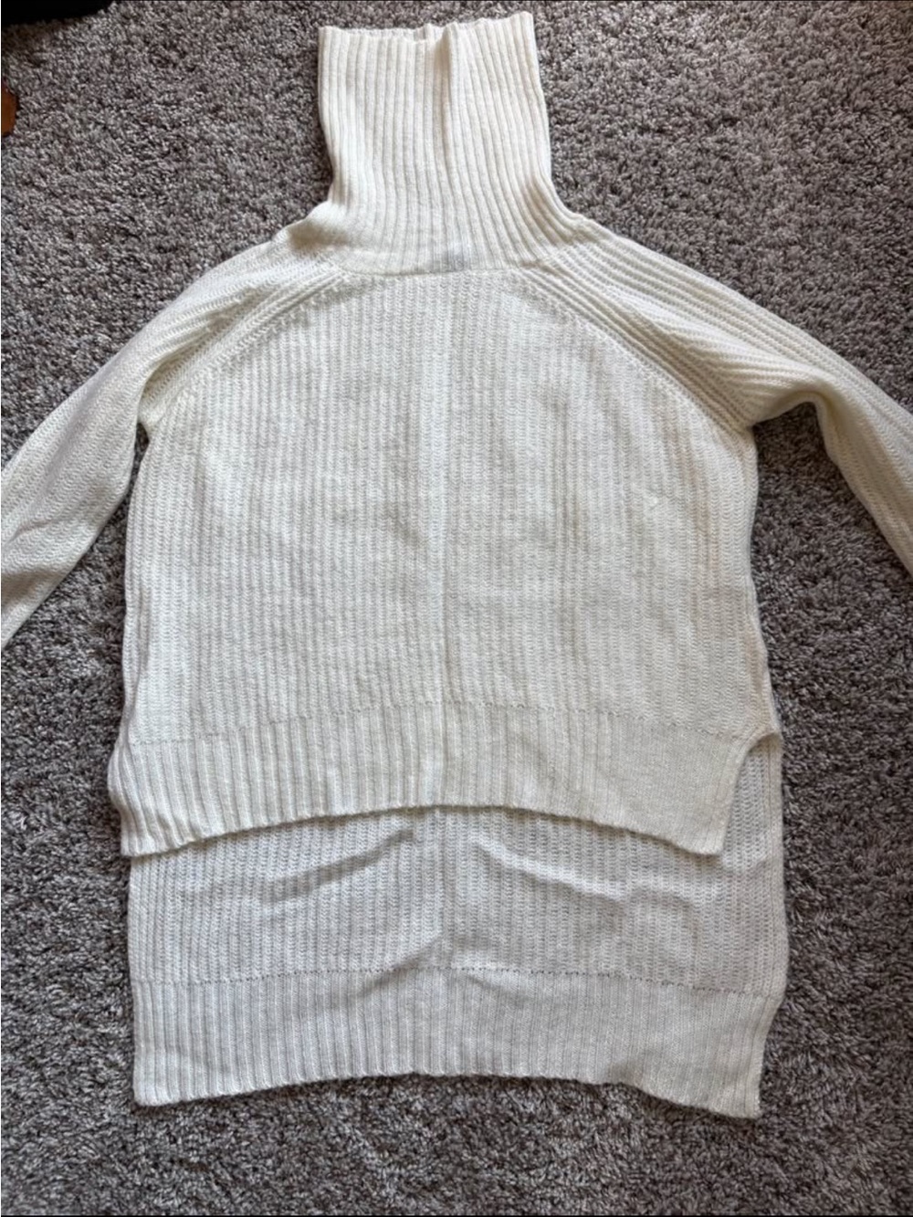 Cream Ribbed Turtleneck Sweater